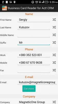 Business Card Reader for Act! CRM android App screenshot 6